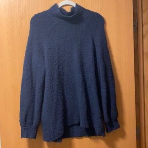 Navy blue fleece turtleneck sweater
